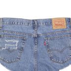 LEVI'S Womens Denim Blue Casual Shorts L W36 Distressed Cut-Off