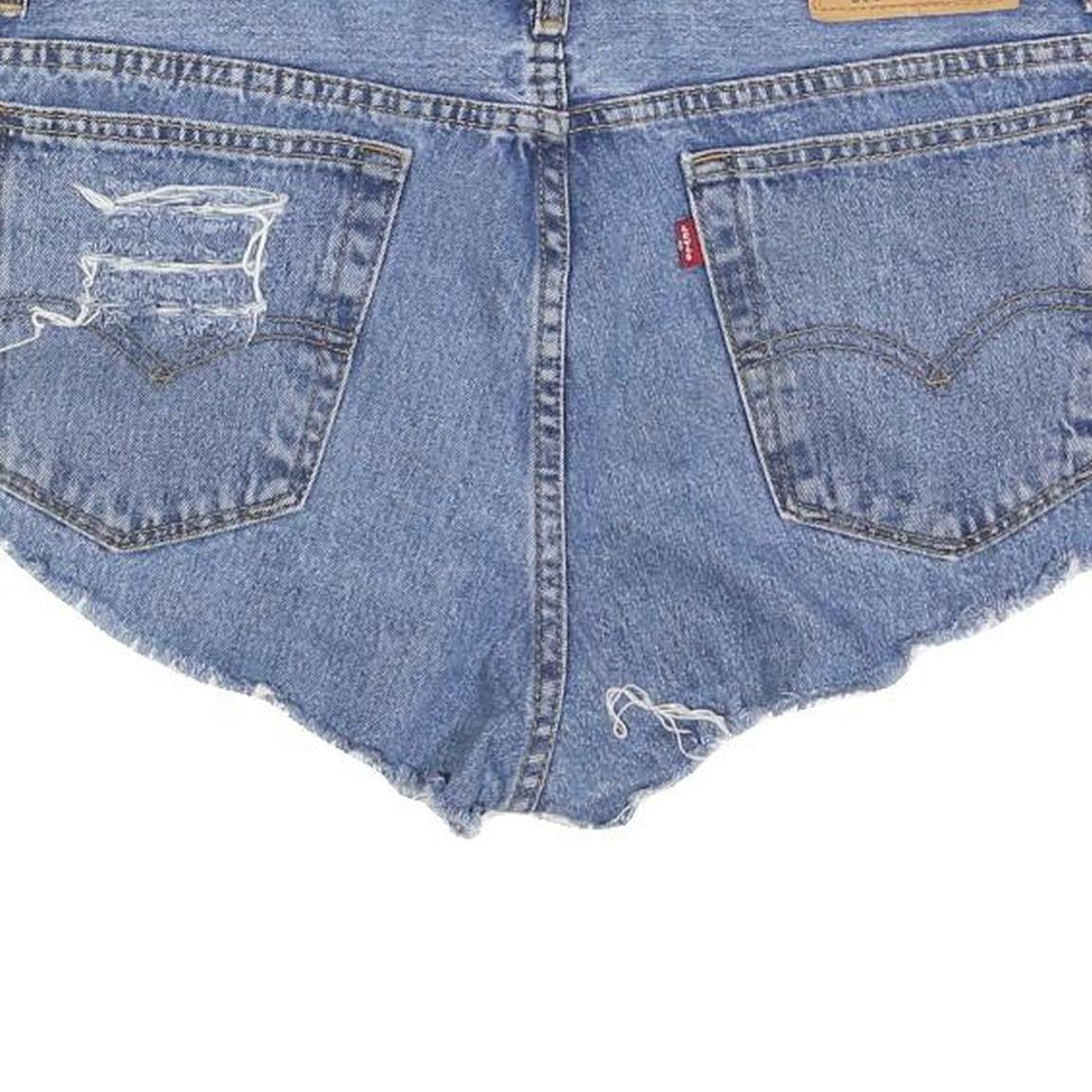 LEVI'S Womens Denim Blue Casual Shorts L W36 Distressed Cut-Off