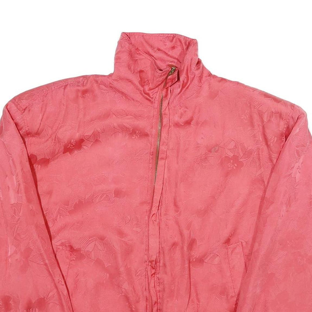 Womens Pink Silk Bomber Jacket XL Woven Plain Lightweight Zip-Up