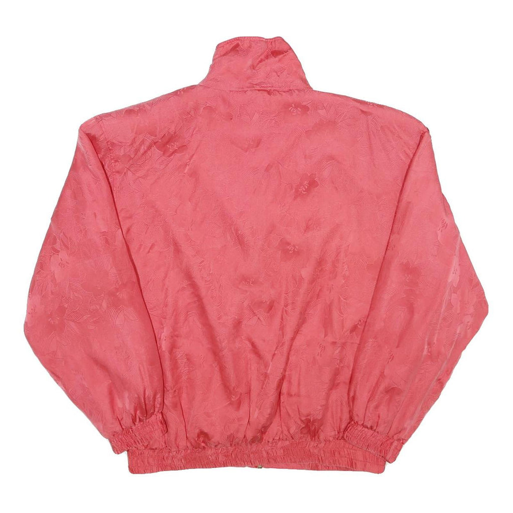 Womens Pink Silk Bomber Jacket XL Woven Plain Lightweight Zip-Up