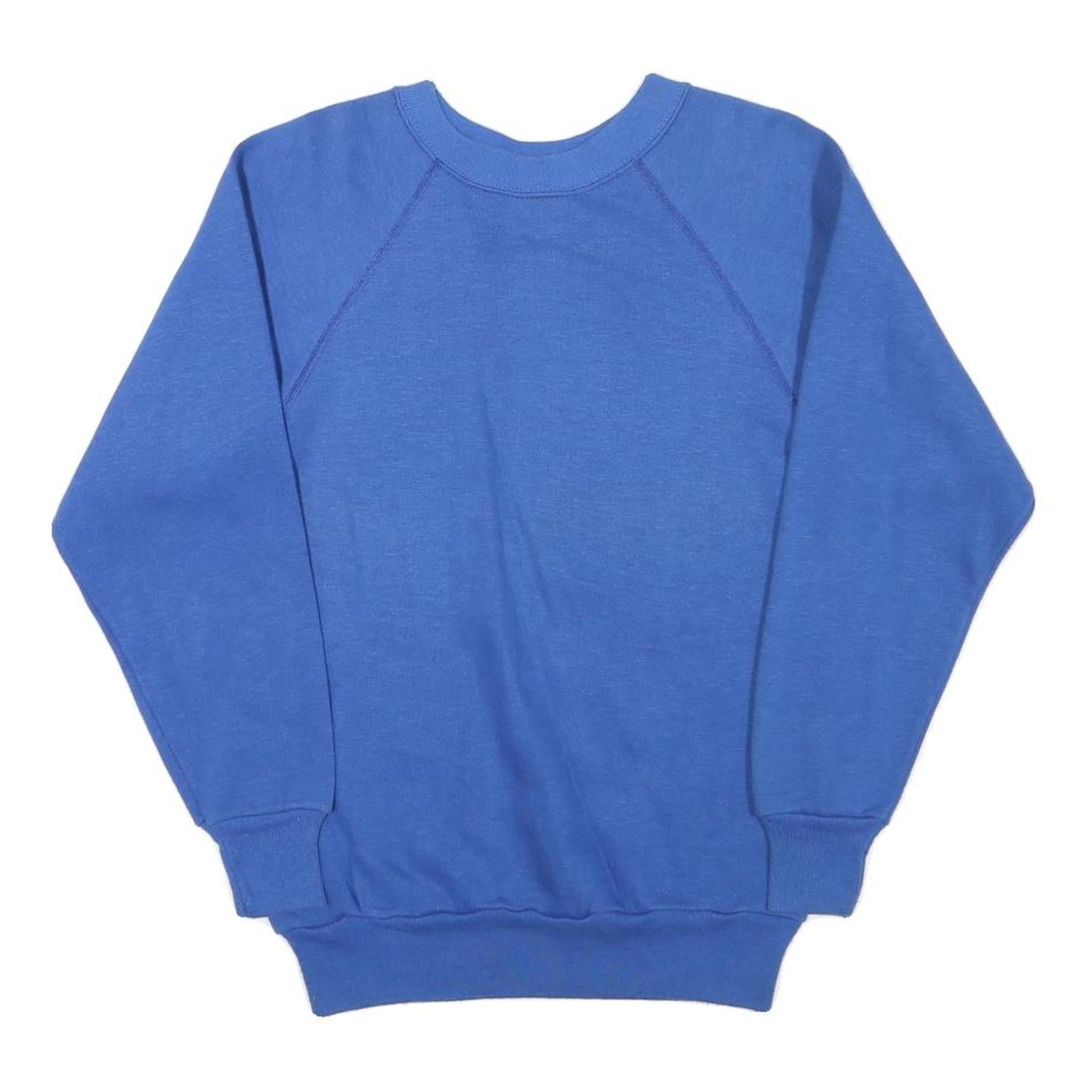 TULTEX Mens Blue Crew Neck Sweatshirt S Cotton Blend Casual Pullover