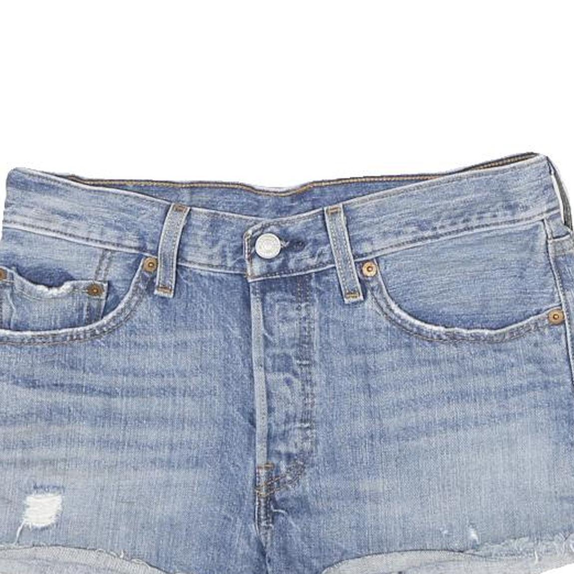 LEVI'S Womens Shorts Blue Denim Casual XS W26 Cut-Off Distressed