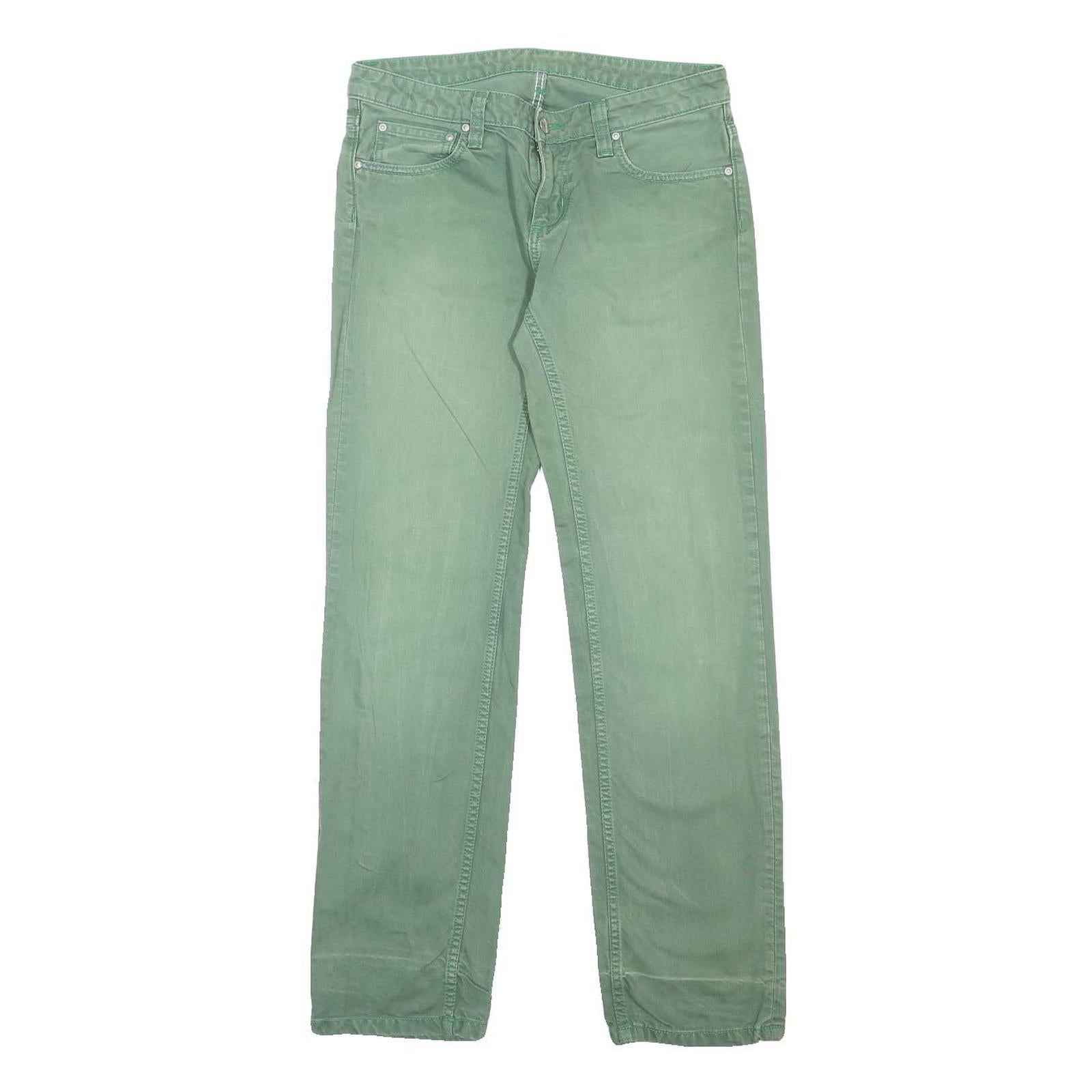 CARHARTT Womens Jeans Green Regular Straight Denim Medium W31 L32 Zip Cotton