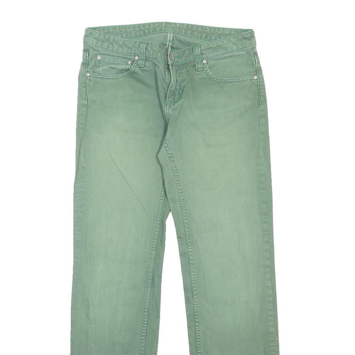 CARHARTT Womens Jeans Green Regular Straight Denim Medium W31 L32 Zip Cotton