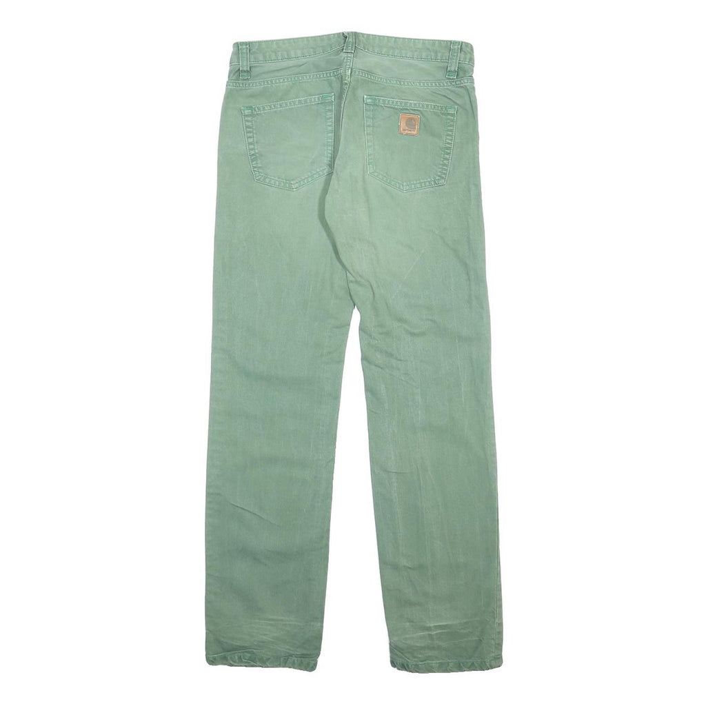 CARHARTT Womens Jeans Green Regular Straight Denim Medium W31 L32 Zip Cotton