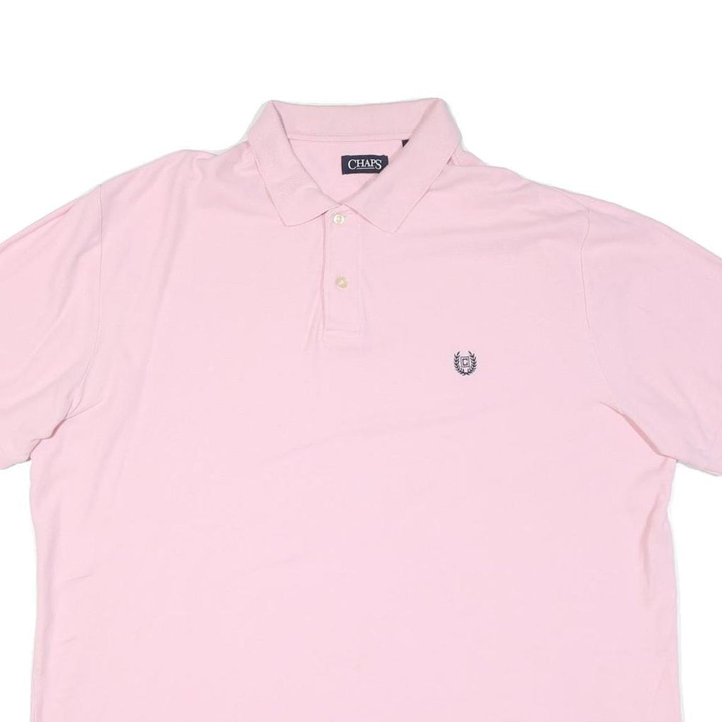 CHAPS Mens Pink Cotton Blend Short Sleeve Polo Shirt 2XL Embroidered Logo