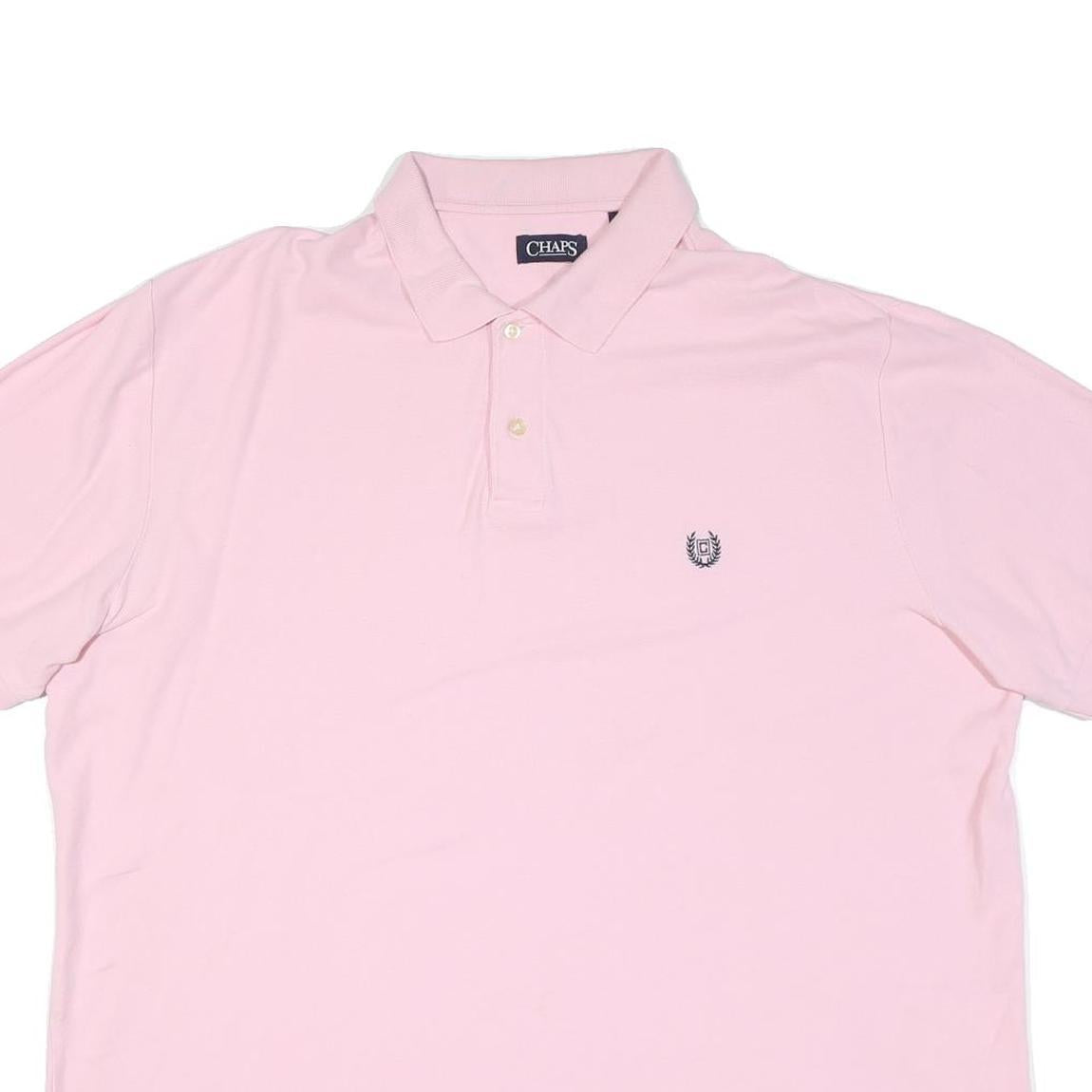 CHAPS Mens Pink Cotton Blend Short Sleeve Polo Shirt 2XL Embroidered Logo