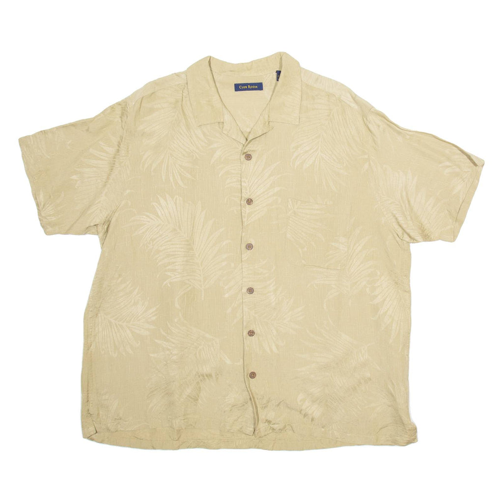 CLUB ROOM Mens Hawaiian Shirt Beige Crazy Pattern 2XL