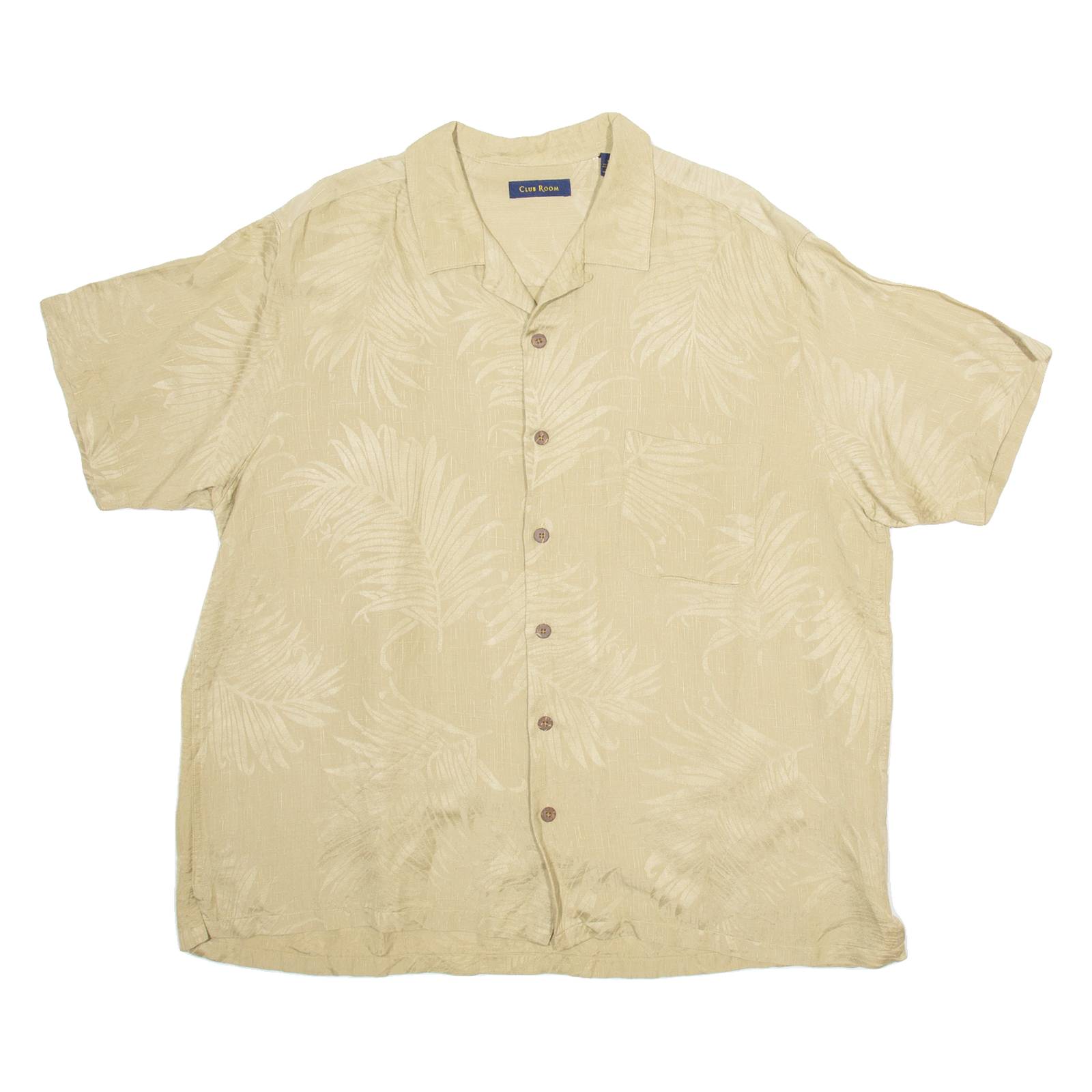 CLUB ROOM Mens Hawaiian Shirt Beige Crazy Pattern 2XL
