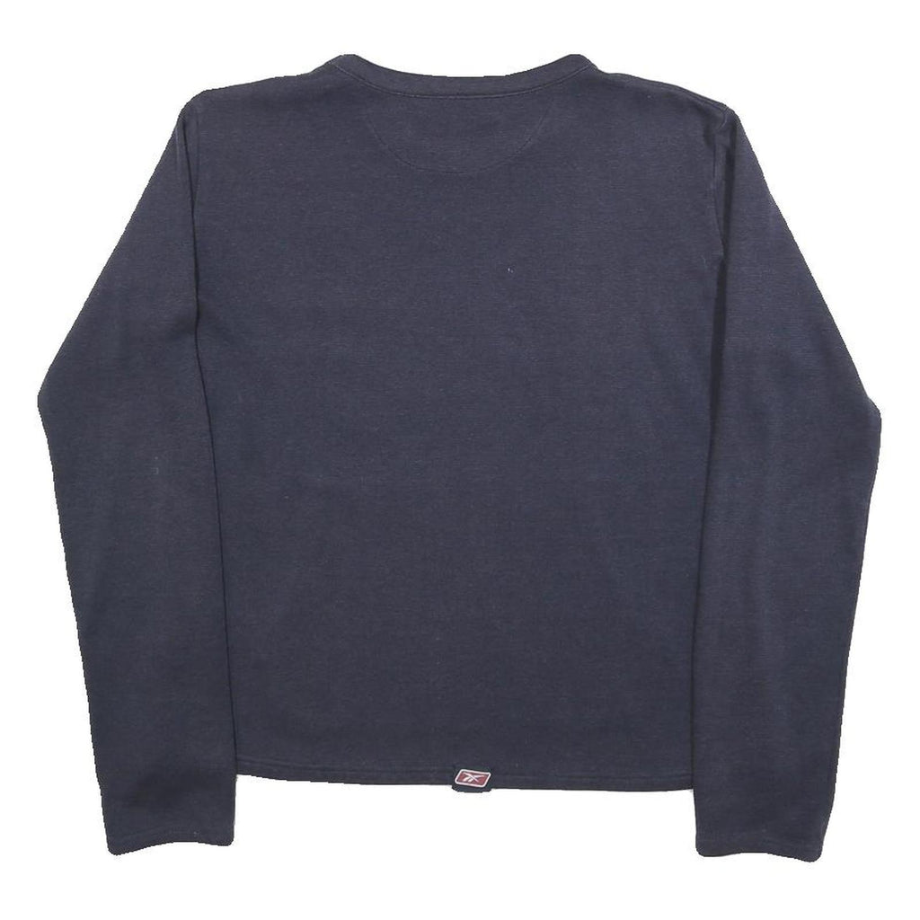 REEBOK Womens Navy Sweatshirt UK 12 Crew Neck Cotton Blend Casual Pullover