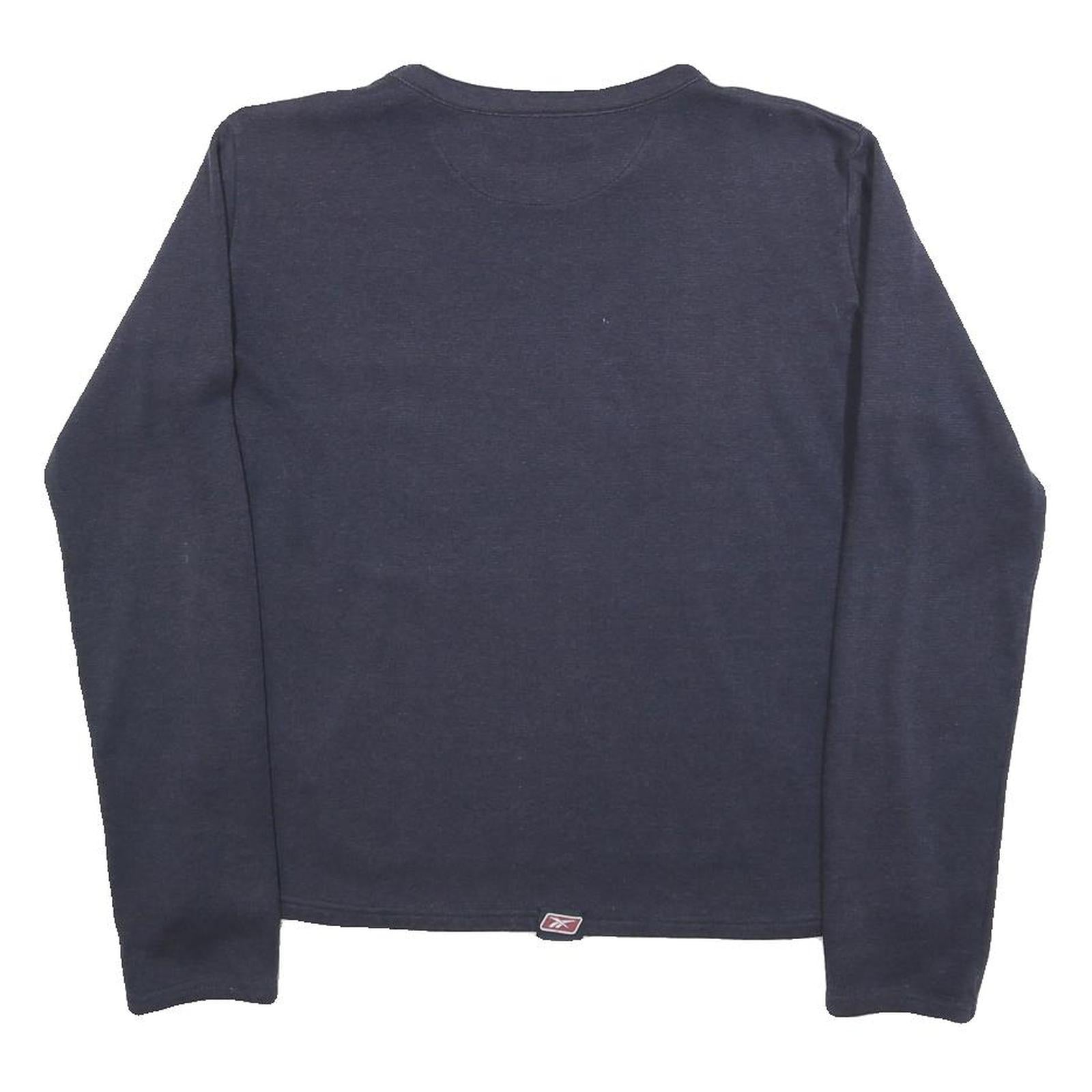 REEBOK Womens Navy Sweatshirt UK 12 Crew Neck Cotton Blend Casual Pullover