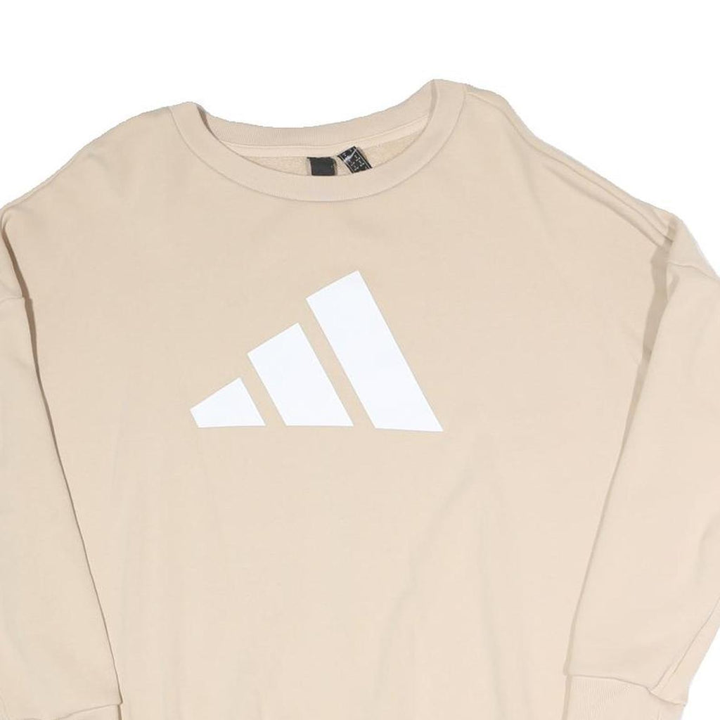 ADIDAS Womens Beige Sweatshirt Crew Neck S Cotton Blend Casual Comfort