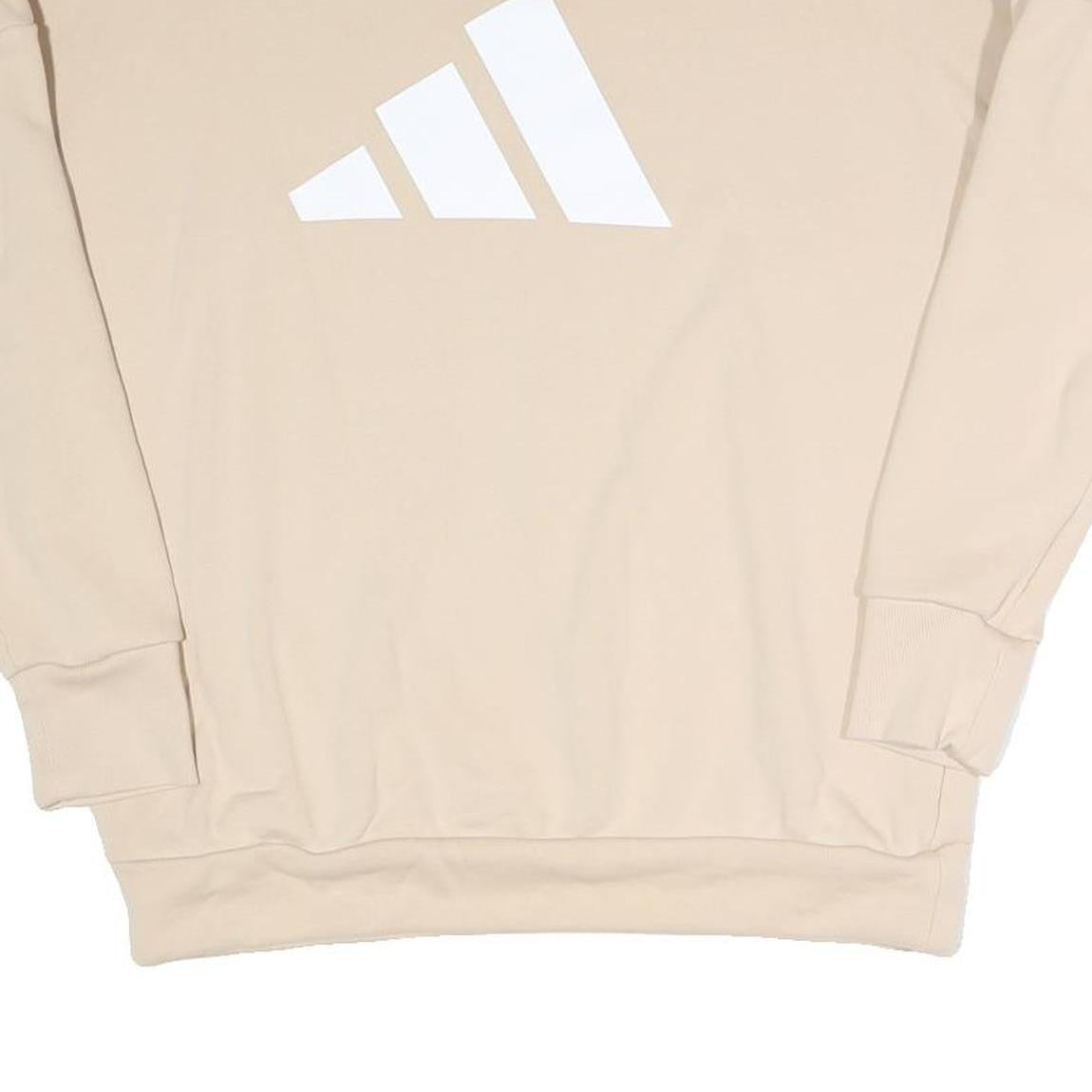 ADIDAS Womens Beige Sweatshirt Crew Neck S Cotton Blend Casual Comfort