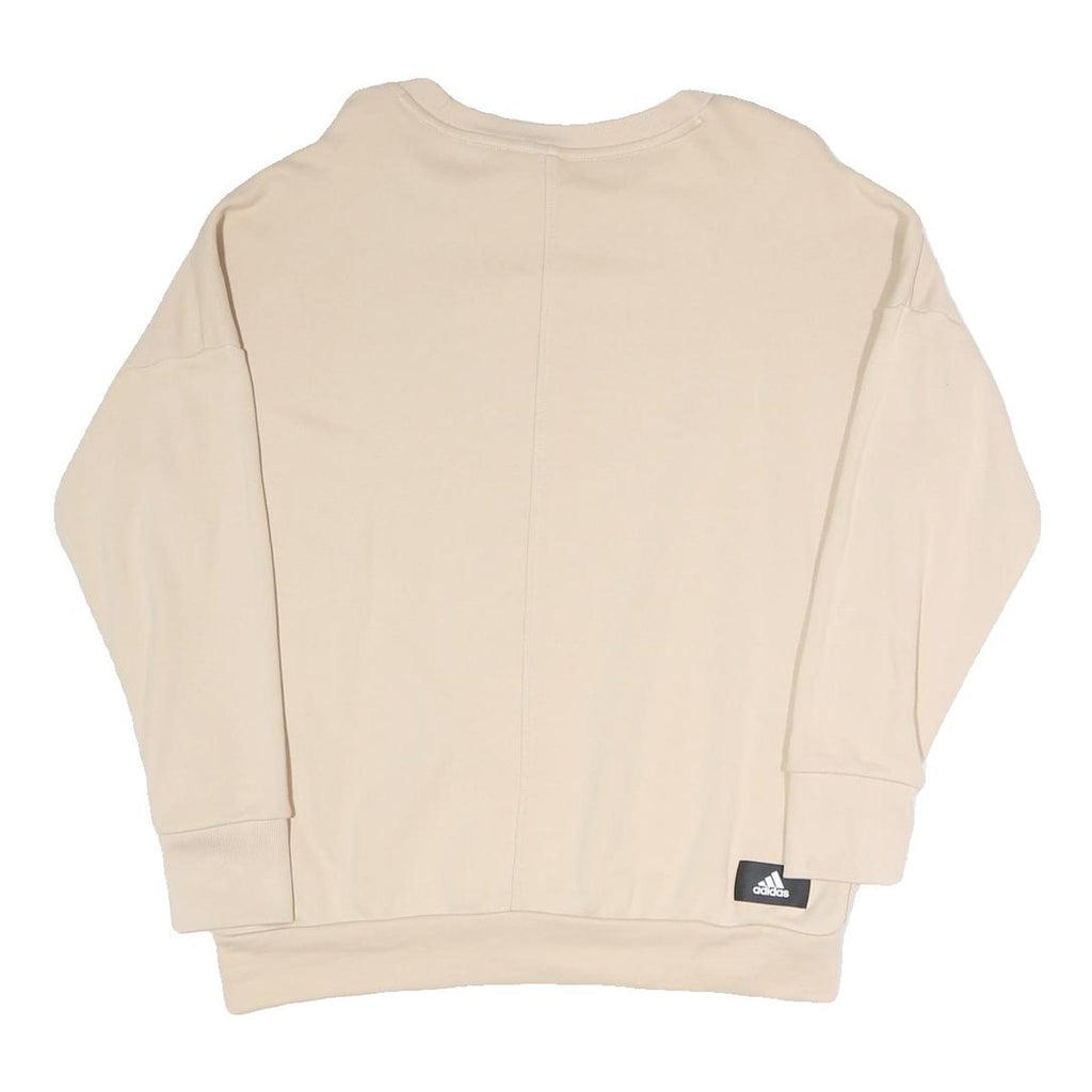 ADIDAS Womens Beige Sweatshirt Crew Neck S Cotton Blend Casual Comfort