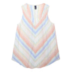 GAP Womens Orange & Blue Striped Sleeveless V-Neck Top M Summer Casual Cotton