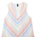GAP Womens Orange & Blue Striped Sleeveless V-Neck Top M Summer Casual Cotton