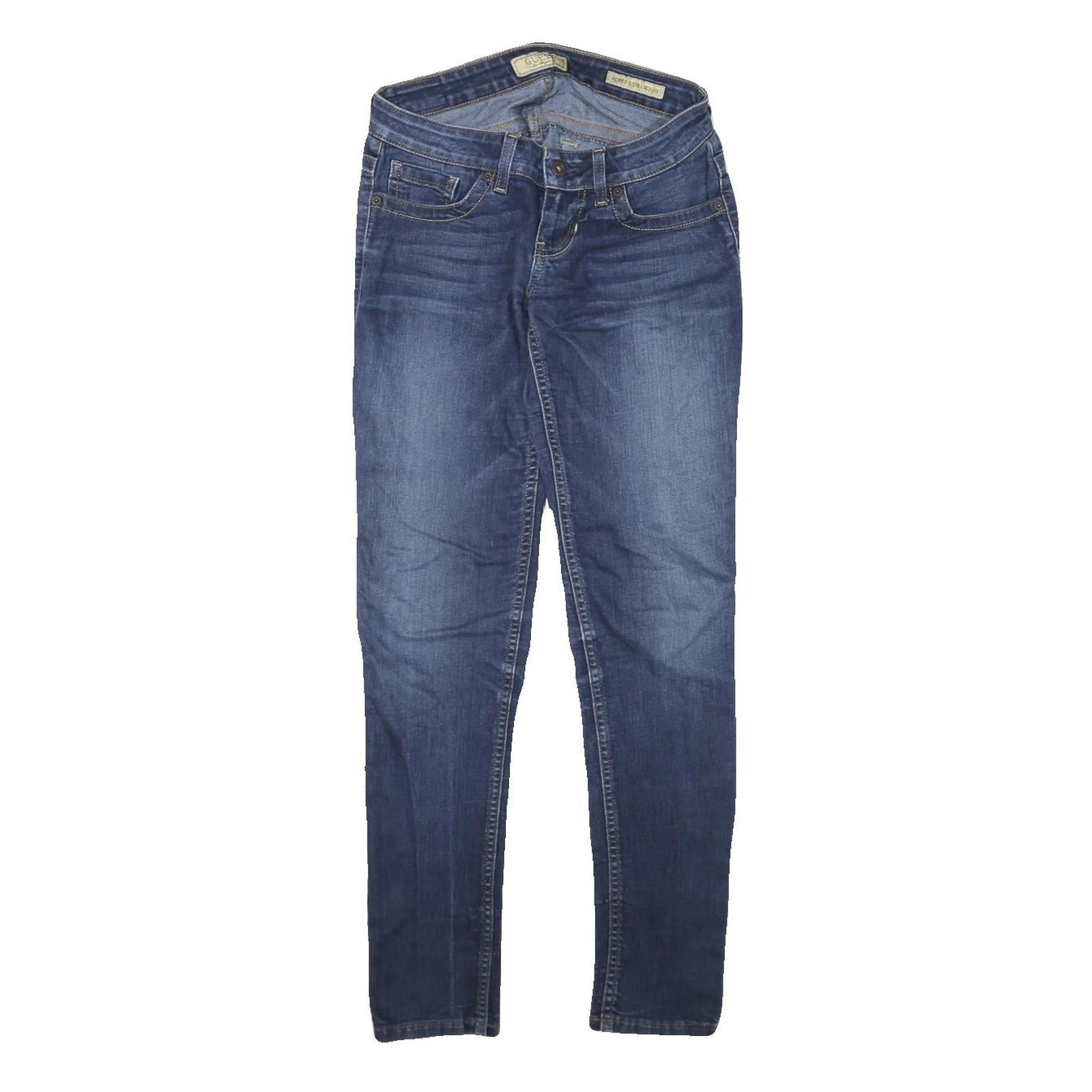 GUESS Womens Slim Blue Denim Jeans W24 L28 Zip Stretch Casual