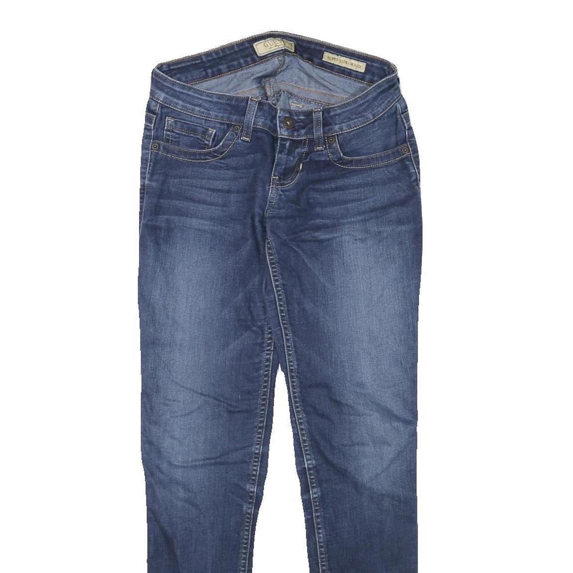 GUESS Womens Slim Blue Denim Jeans W24 L28 Zip Stretch Casual