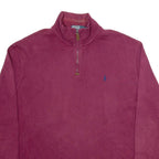 POLO RALPH LAUREN Mens Jumper Maroon 1/4 Zip Tight Knit XL