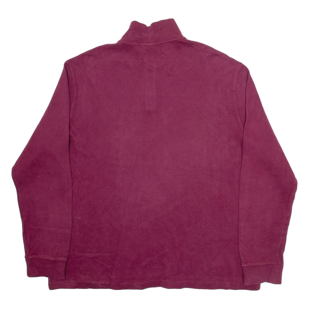POLO RALPH LAUREN Mens Jumper Maroon 1/4 Zip Tight Knit XL