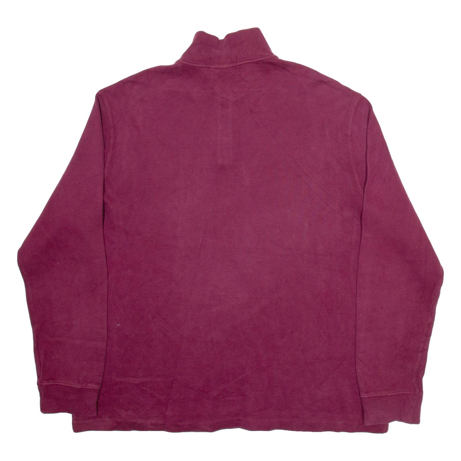 POLO RALPH LAUREN Mens Jumper Maroon 1/4 Zip Tight Knit XL