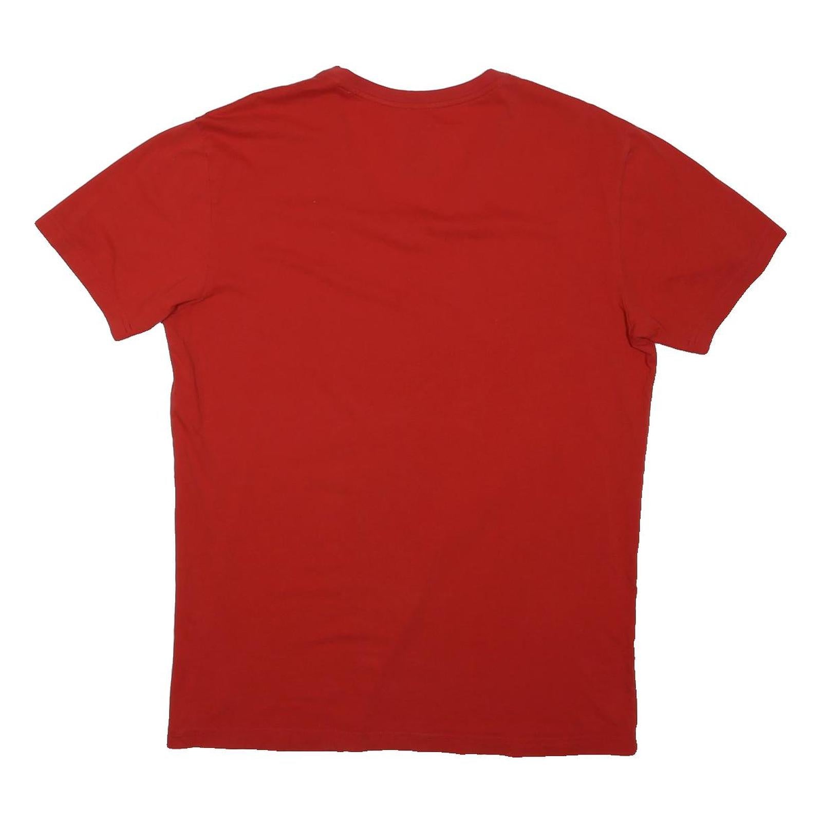 POLO RALPH LAUREN Mens Red V-Neck T-Shirt M Short Sleeve Cotton Blend Casual