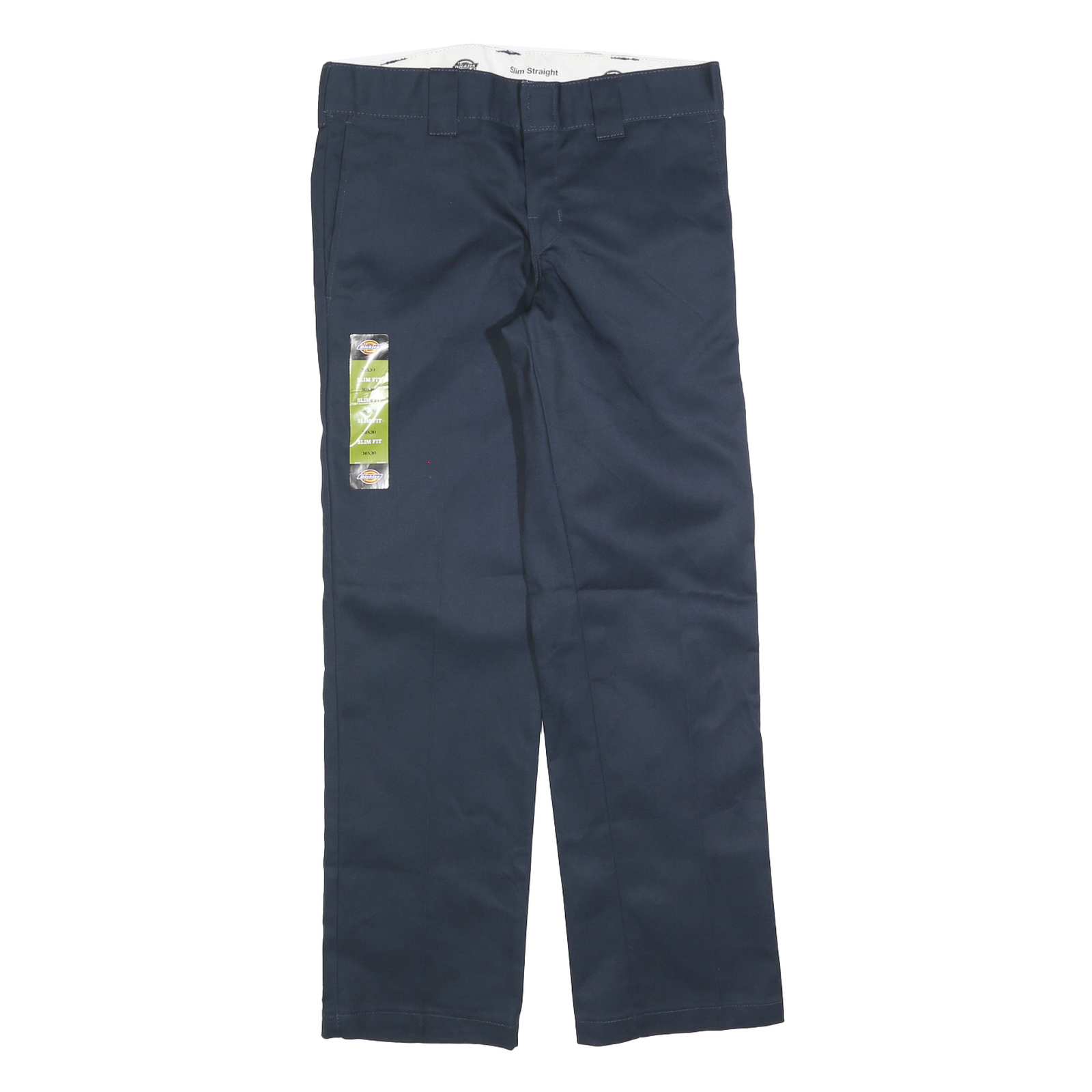 DICKIES Mens Cotton Blend Navy Slim Straight Trousers W30 L30 Workwear Zip