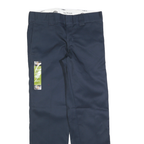 DICKIES Mens Cotton Blend Navy Slim Straight Trousers W30 L30 Workwear Zip