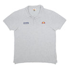 ELLESSE Mens Grey Polo Shirt Cotton L Classic Logo Casual Short Sleeve