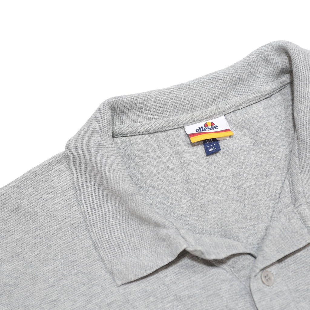 ELLESSE Mens Grey Polo Shirt Cotton L Classic Logo Casual Short Sleeve