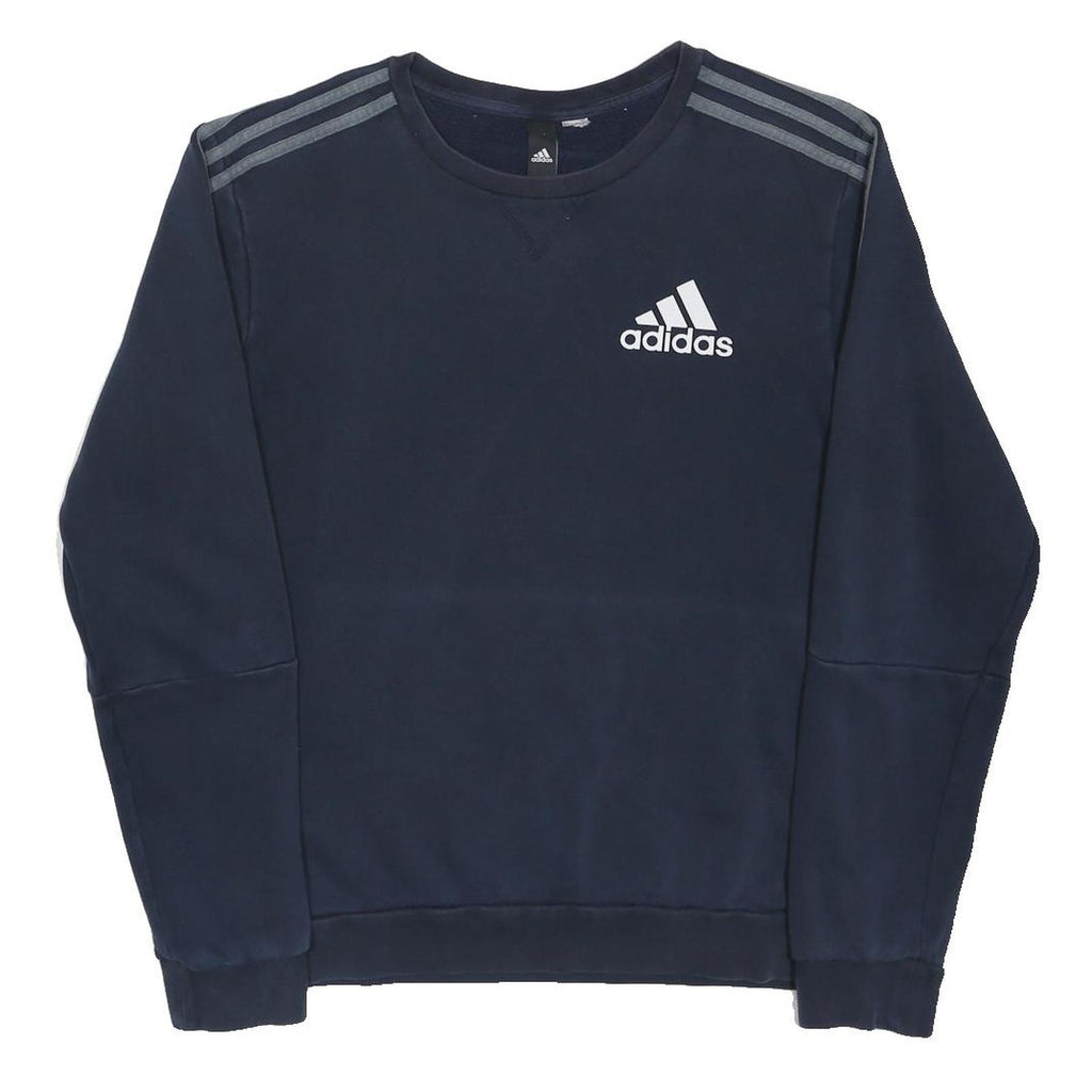 ADIDAS Mens Navy Blue Pullover Hoodie M Cotton Blend Crew Neck Sportswear