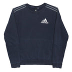 ADIDAS Mens Navy Blue Pullover Hoodie M Cotton Blend Crew Neck Sportswear