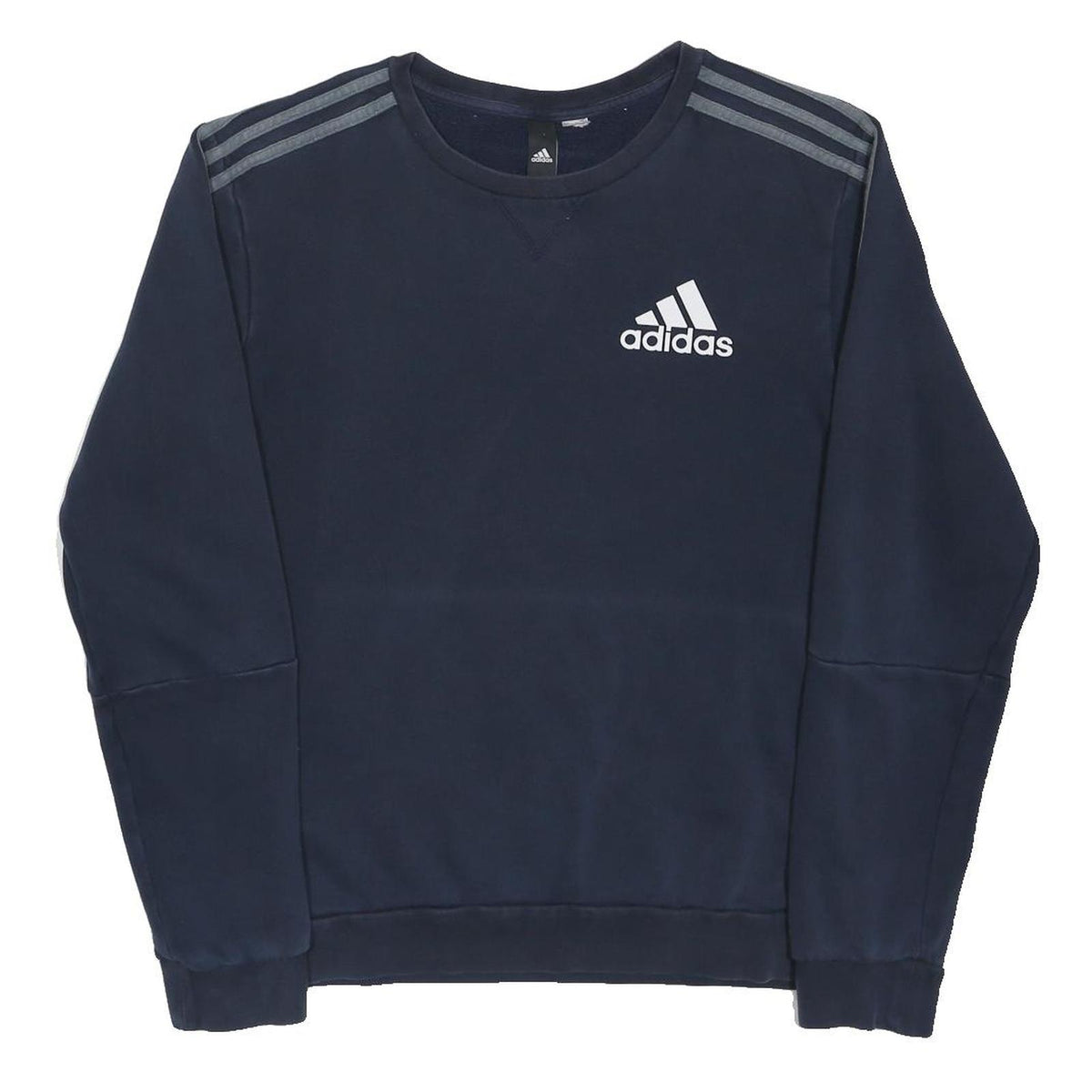 ADIDAS Mens Navy Blue Pullover Hoodie M Cotton Blend Crew Neck Sportswear