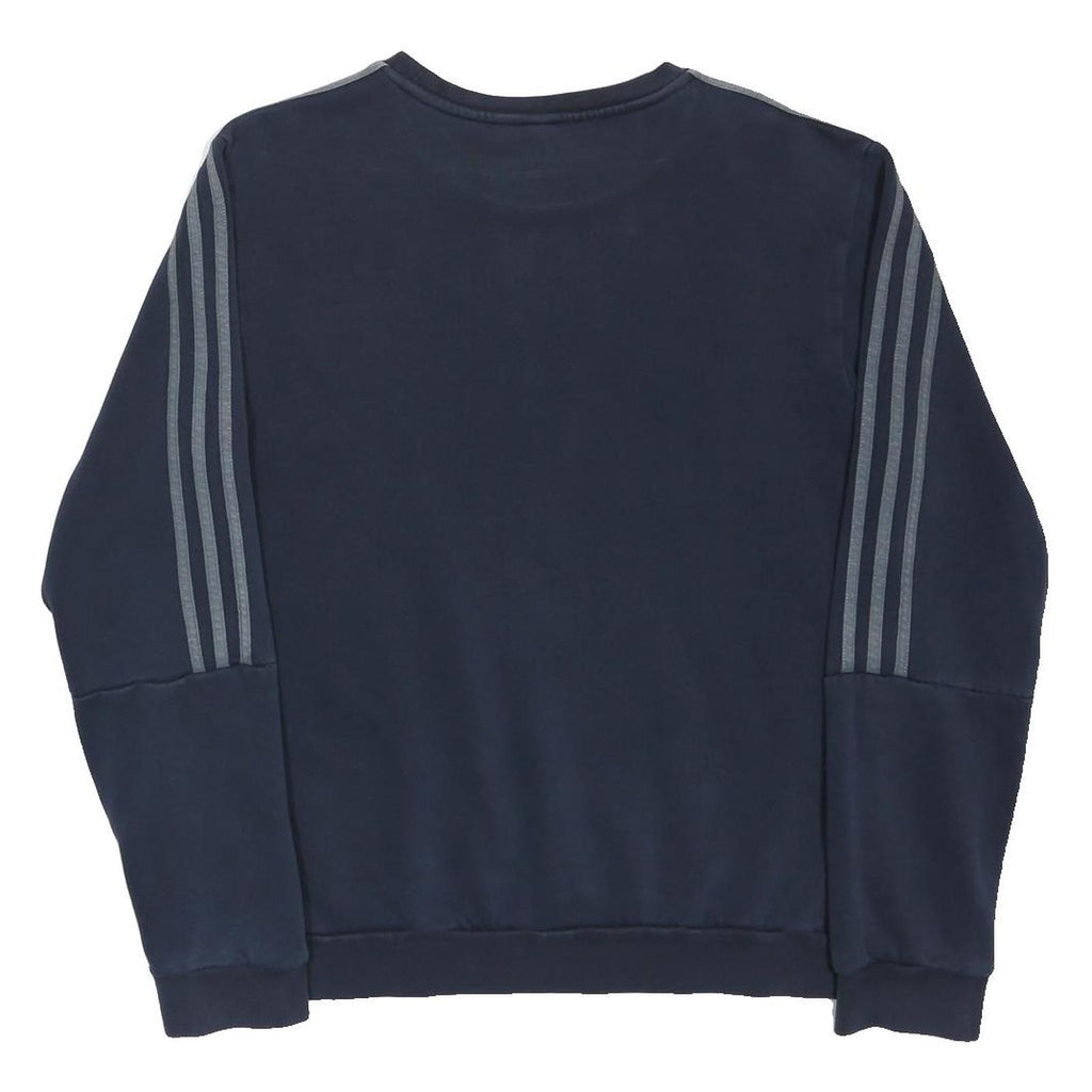 ADIDAS Mens Navy Blue Pullover Hoodie M Cotton Blend Crew Neck Sportswear