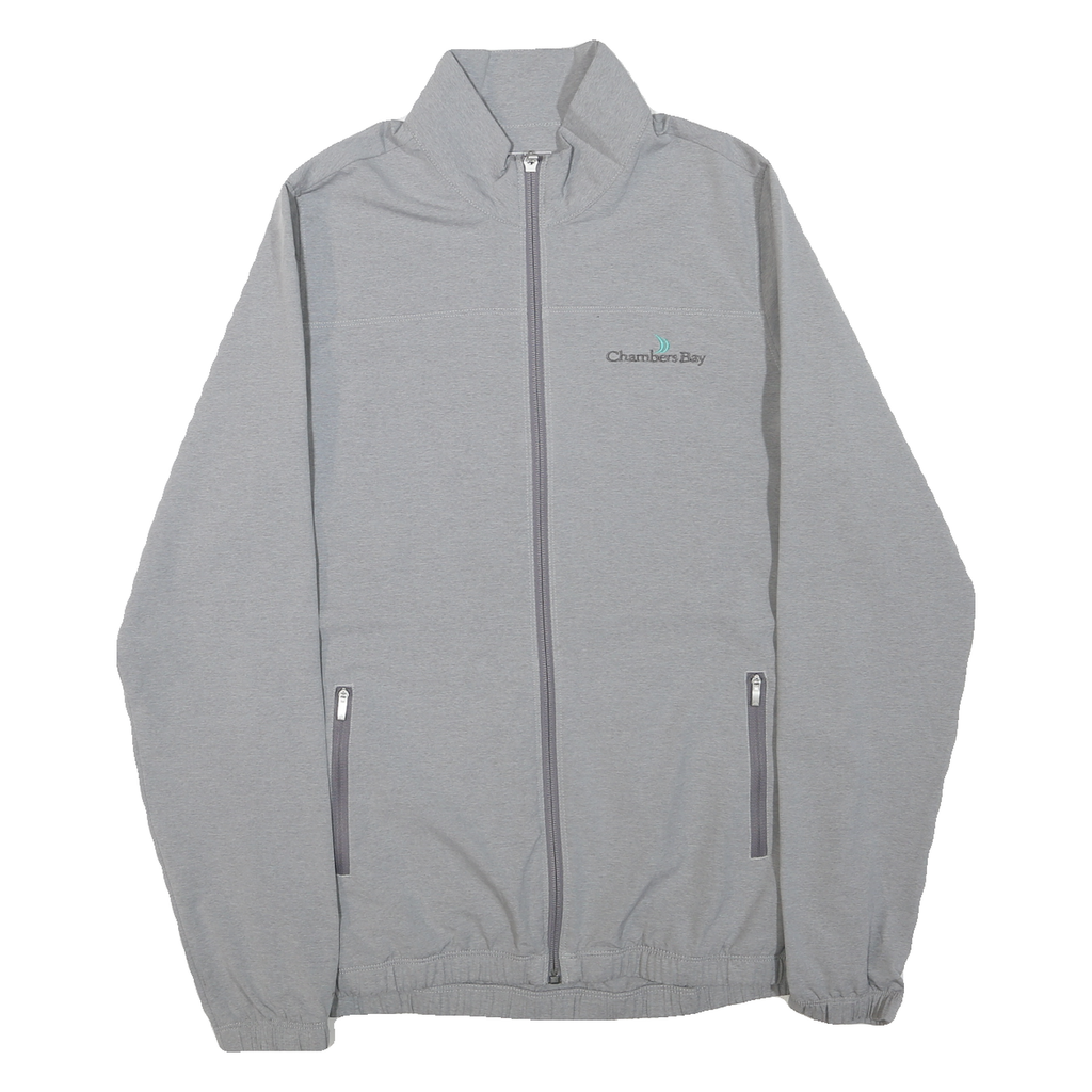 ADIDAS Mens Grey Polyester Blend Track Jacket M Plain Zip Lightweight Casual