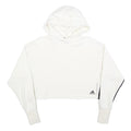 ADIDAS Womens White & Black Cropped Hoodie XS Cotton Blend Casual Streetwear