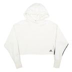 ADIDAS Womens White & Black Cropped Hoodie XS Cotton Blend Casual Streetwear