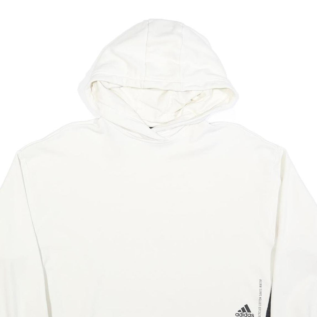ADIDAS Womens White & Black Cropped Hoodie XS Cotton Blend Casual Streetwear