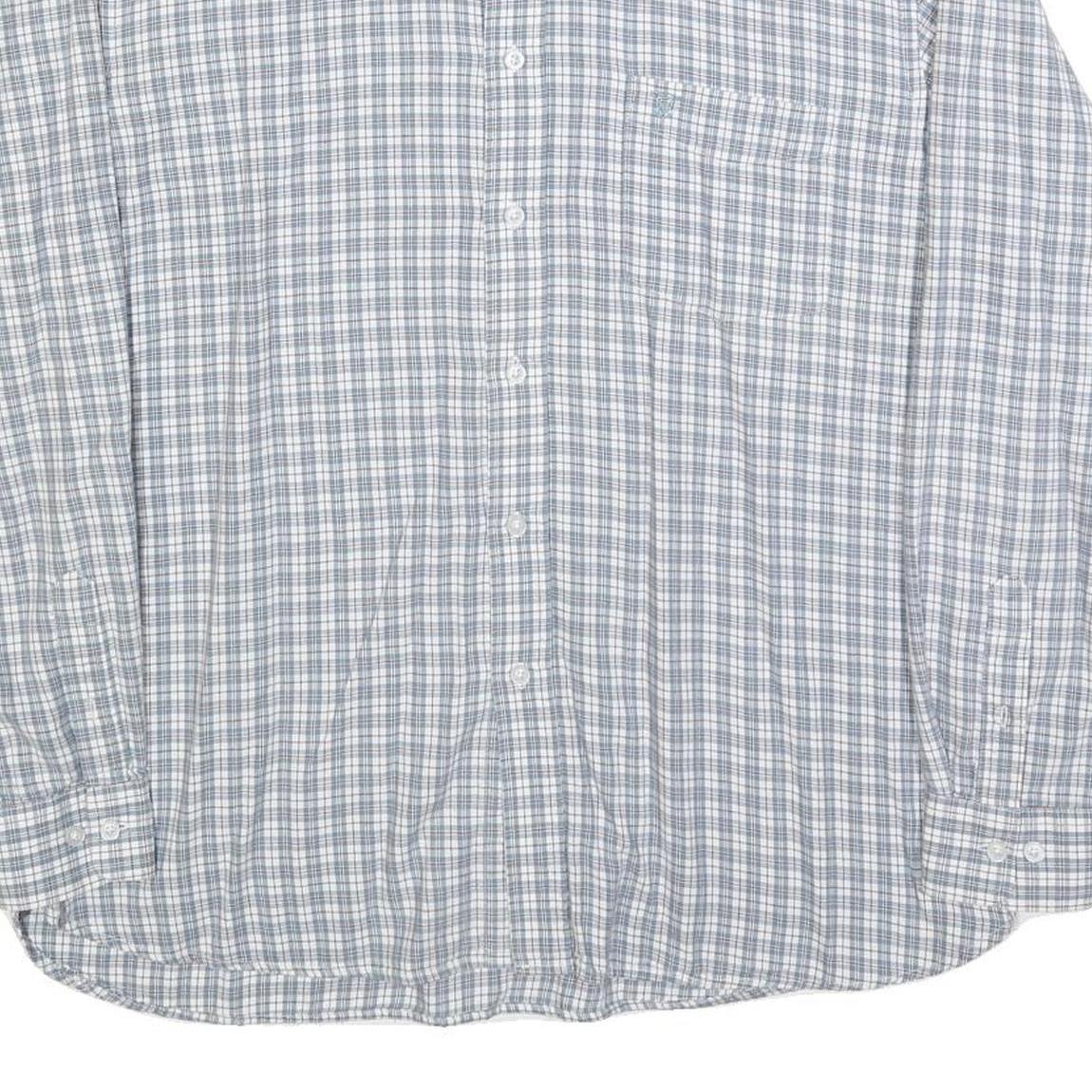 JAMES PRINGLE Mens Blue & Grey Check Shirt XL Casual Cotton Blend Long Sleeve