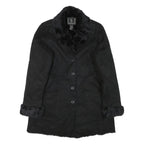 INC Womens Black Faux Fur Collar Button Jacket M Polyester Blend Classic Winter