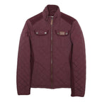 DIESEL Womens Maroon Quilted Jacket S Polyester Blend Zip Front Stylish Comfort