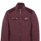 DIESEL Womens Maroon Quilted Jacket S Polyester Blend Zip Front Stylish Comfort