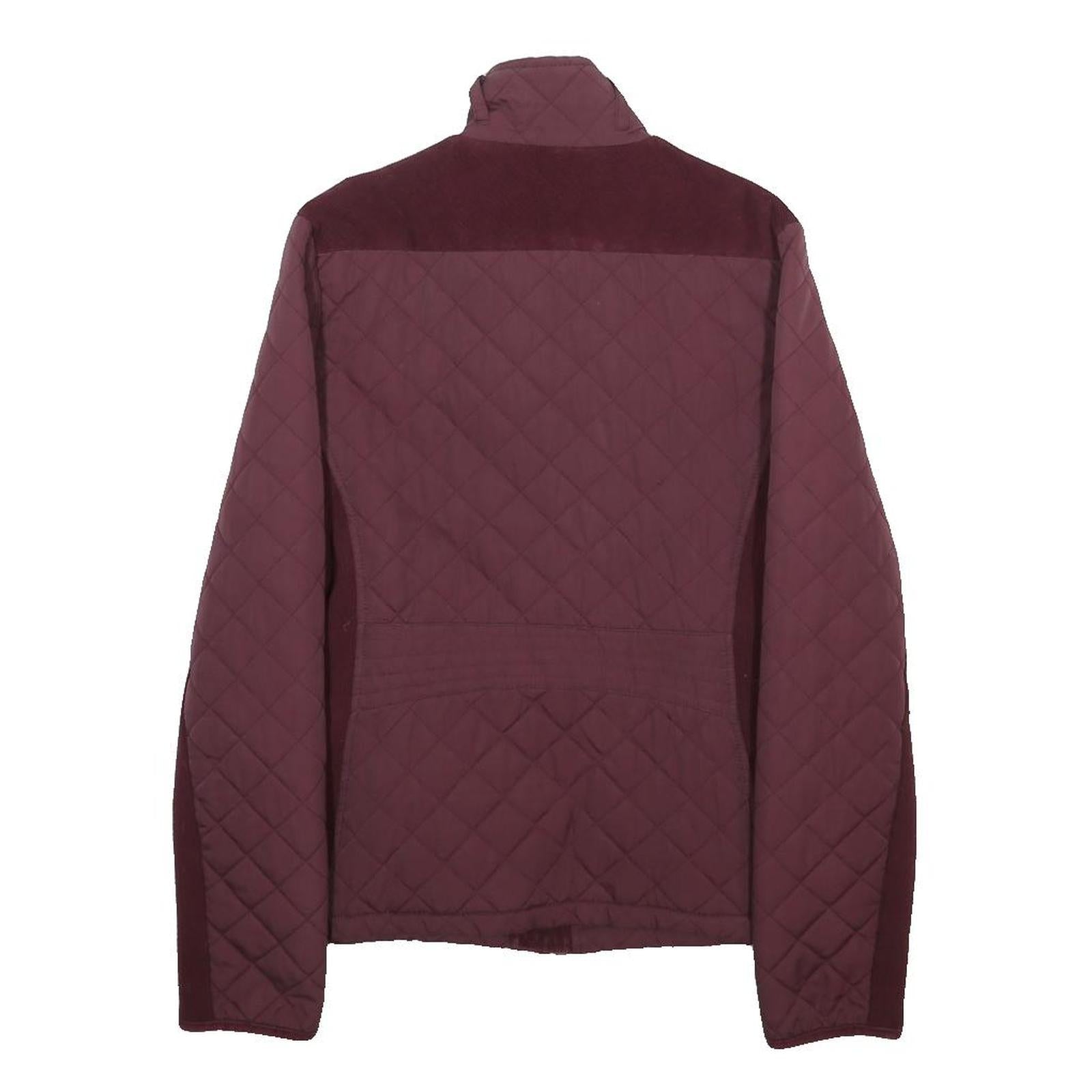 DIESEL Womens Maroon Quilted Jacket S Polyester Blend Zip Front Stylish Comfort