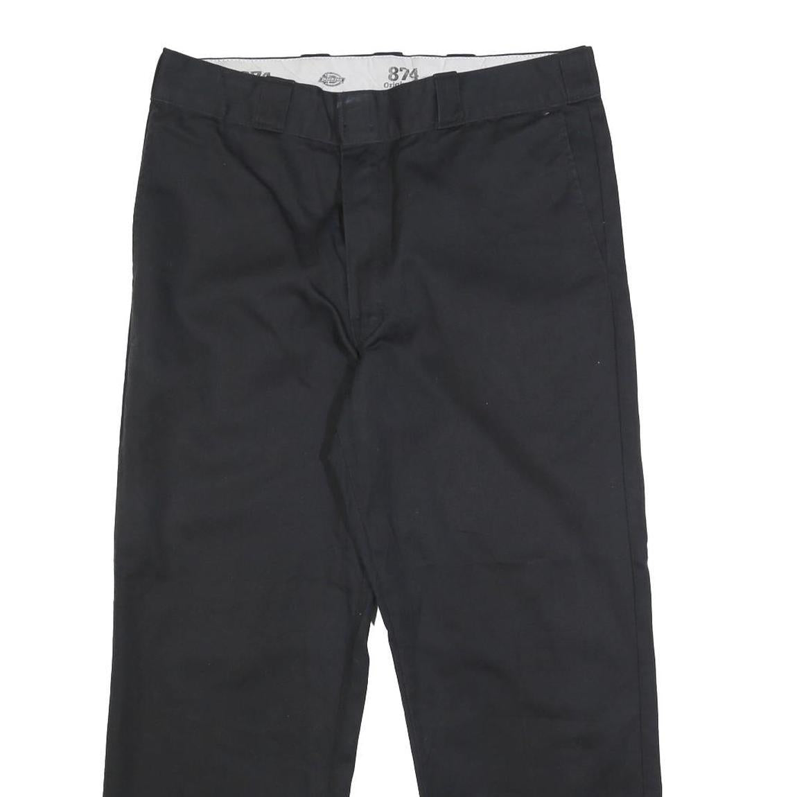 DICKIES Mens Cotton Blend Black Regular Straight Trousers W36 L28 Workwear Zip
