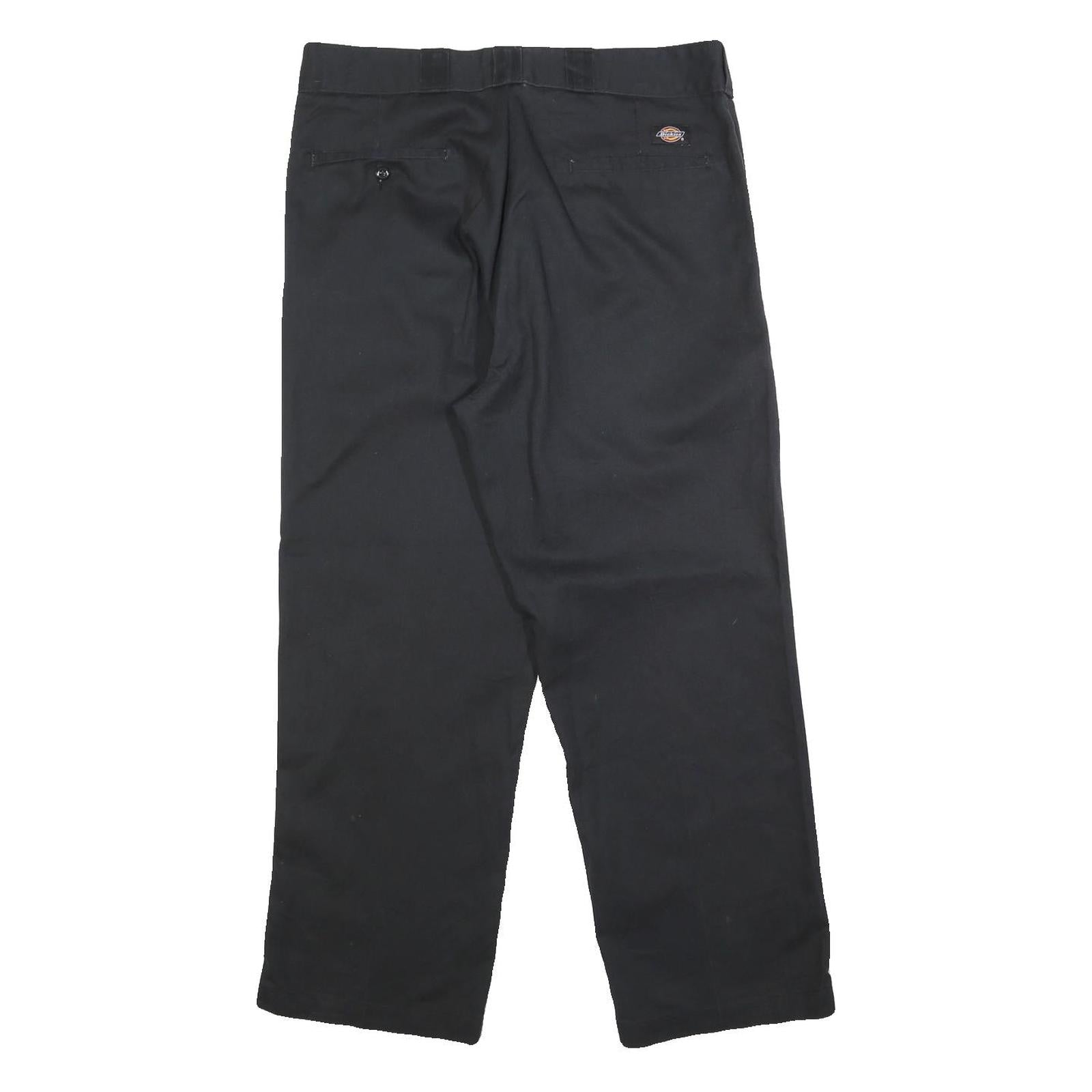 DICKIES Mens Cotton Blend Black Regular Straight Trousers W36 L28 Workwear Zip