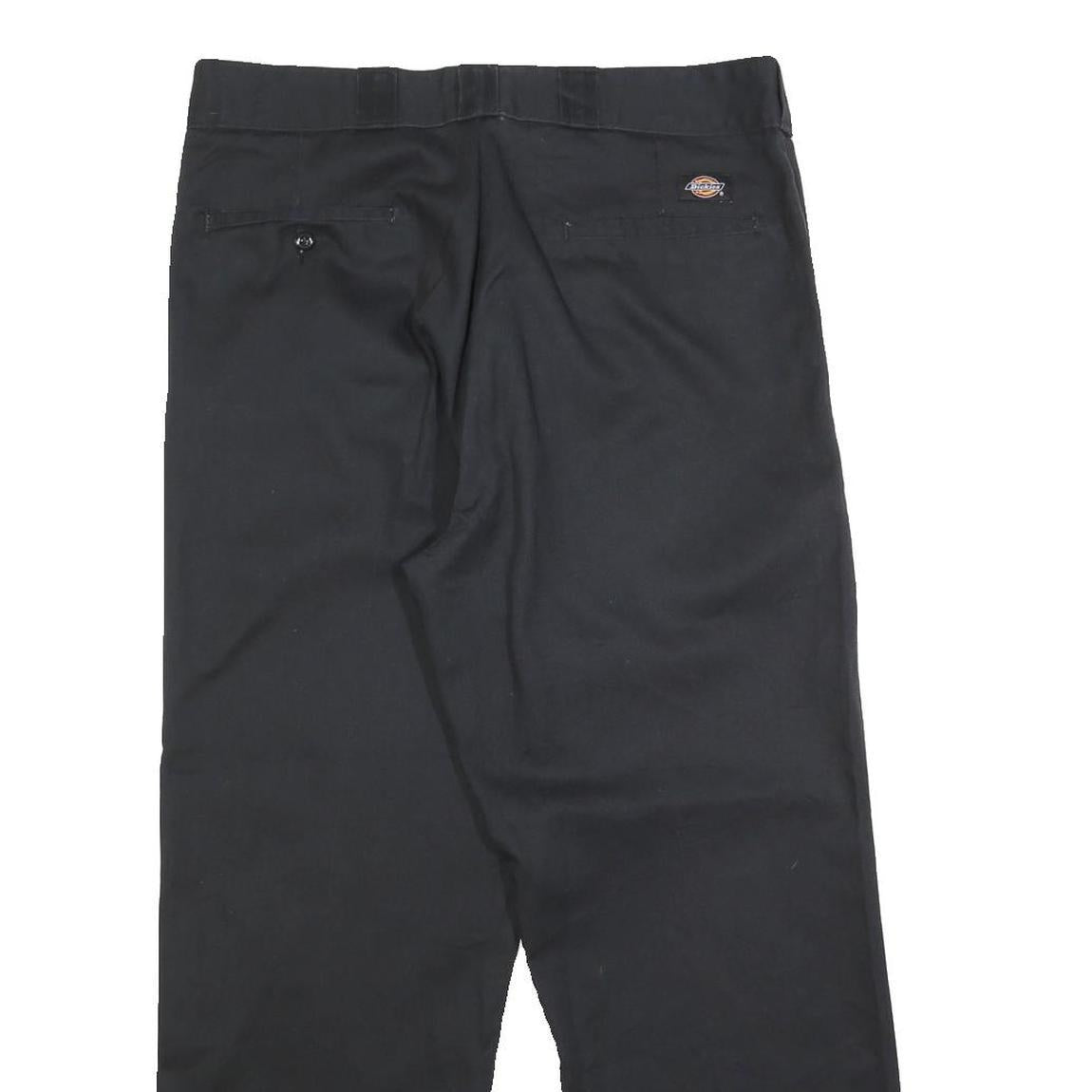 DICKIES Mens Cotton Blend Black Regular Straight Trousers W36 L28 Workwear Zip