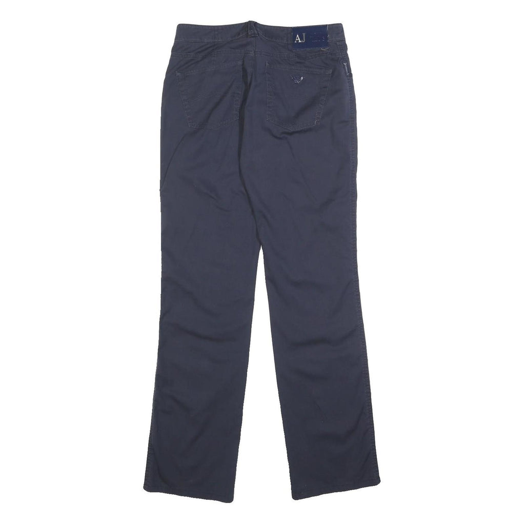ARMANI JEANS Womens Cotton Blend Navy Regular Straight Trousers W28 L30 Classic