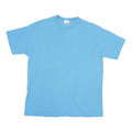 HANES Mens Blue XL Plain T-Shirt Short Sleeve Crew Neck Cotton Blend Casual