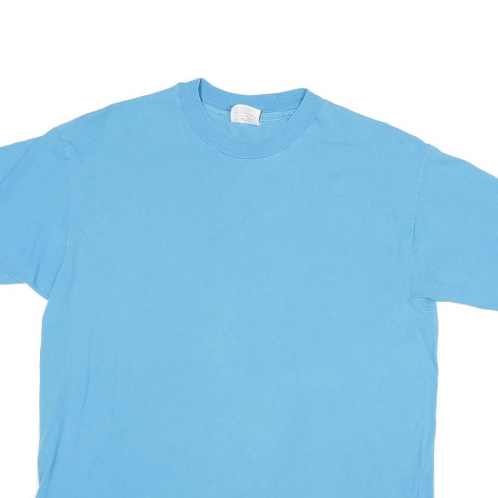 HANES Mens Blue XL Plain T-Shirt Short Sleeve Crew Neck Cotton Blend Casual