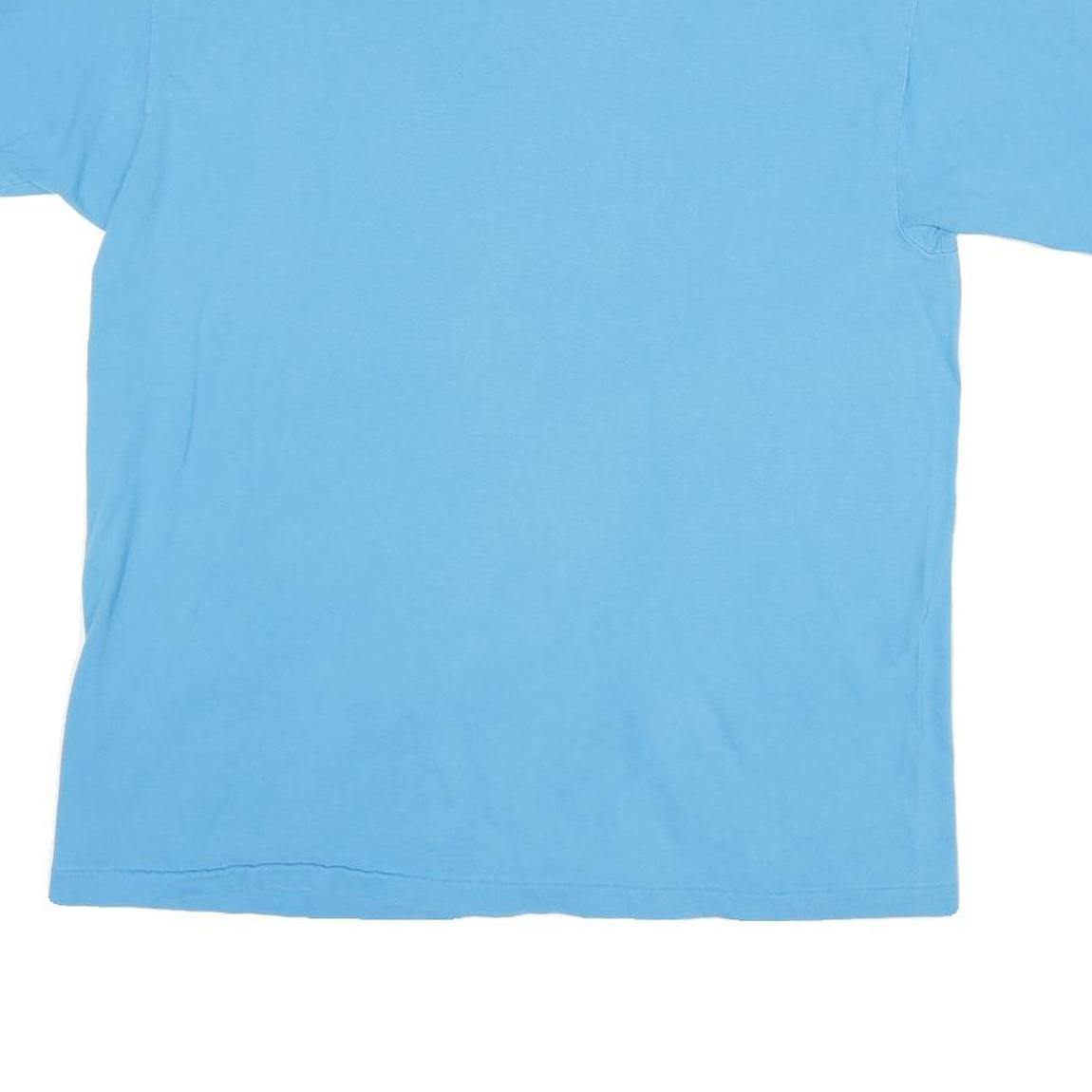 HANES Mens Blue XL Plain T-Shirt Short Sleeve Crew Neck Cotton Blend Casual
